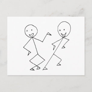 Stick Figures Dancing Postcard