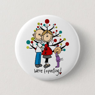 Stick Figures Expectant Parents Girl 6 Cm Round Badge