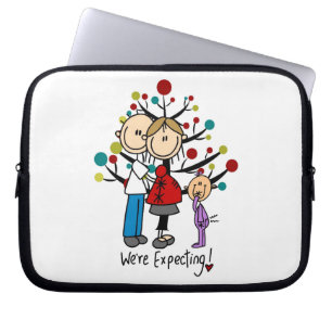 Stick Figures Expectant Parents Girl Laptop Sleeve