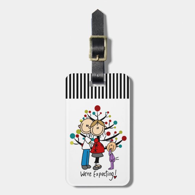Stick Figures Expectant Parents Girl Luggage Tag (Front Vertical)