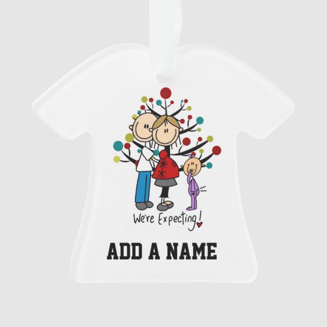 Stick Figures Expectant Parents Girl Ornament (Front)