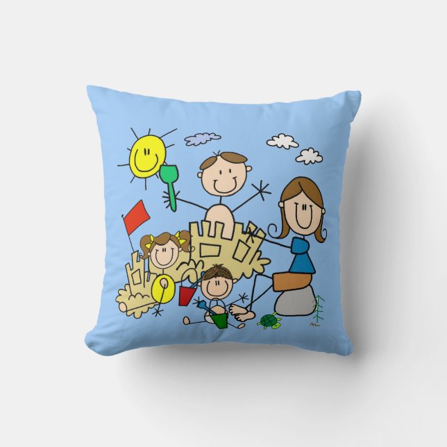 Stick Figures Family Beach Fun Cushion (Front)
