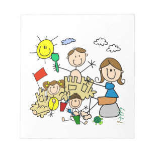 Stick Figures Family Beach Fun Notepad