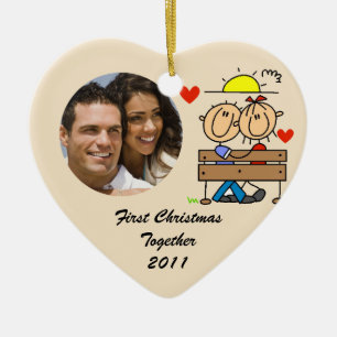 Stick Figures First Christmas Together Ornament