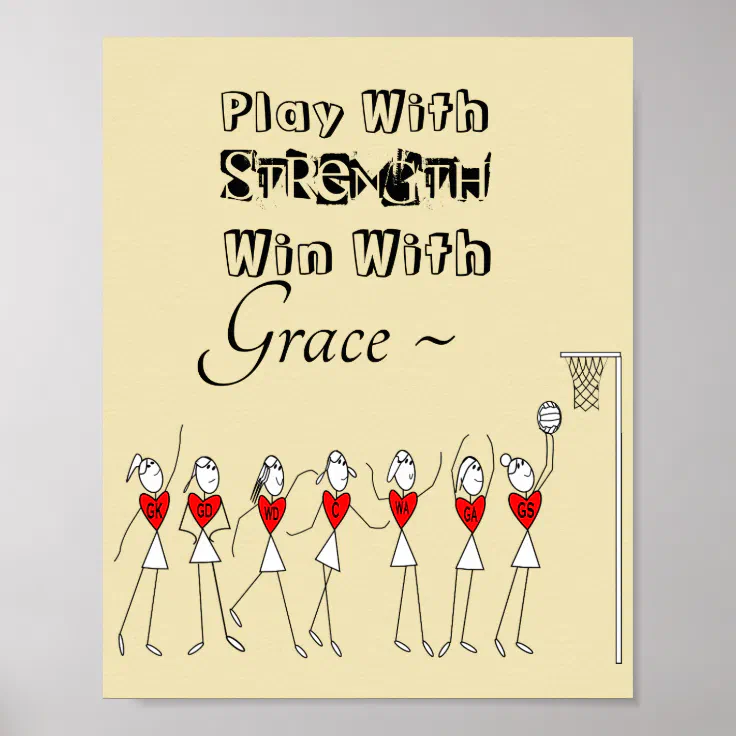Stick Figures Inspirational Netball Quote Poster Zazzle