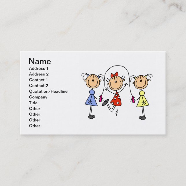 Stick Figures Jumping Rope Business Cards (Front)