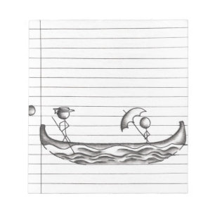 Stick Figures on a Gondola Boat Notepad