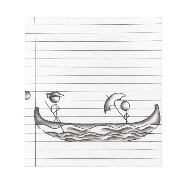 Stick Figures on a Gondola Boat Notepad (Front)