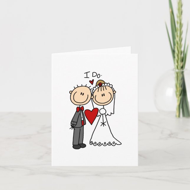Stick Figures Wedding Note Card (Front)