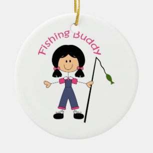 STICK FISHING BUDDY CERAMIC TREE DECORATION