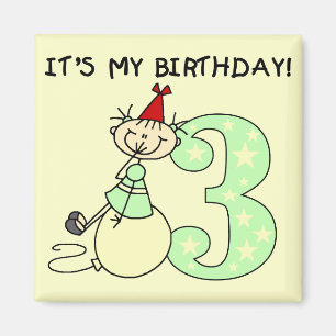 Stick Girl 3rd Birthday Tshirts and Gifts Magnet