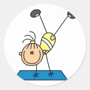 Stick Girl Doing Flips Tshirts and Gifts Classic Round Sticker