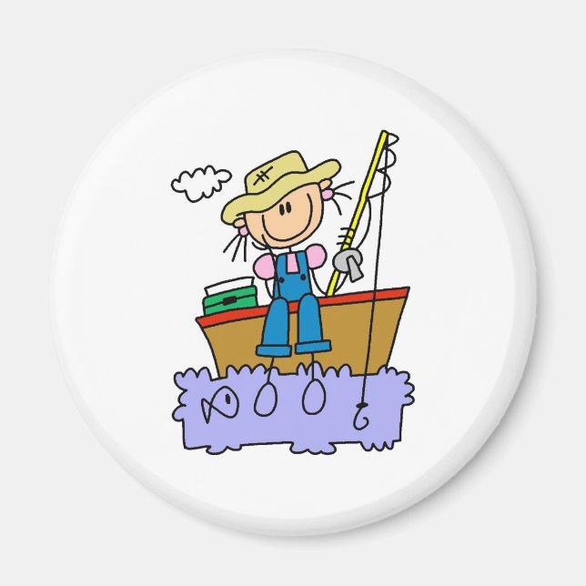 Stick Girl Fishing Magnet (Front)