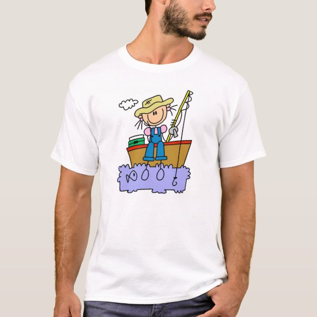 Stick Girl Fishing T-Shirt (Front)