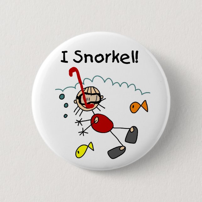 Stick Girl I Snorkel 6 Cm Round Badge (Front)