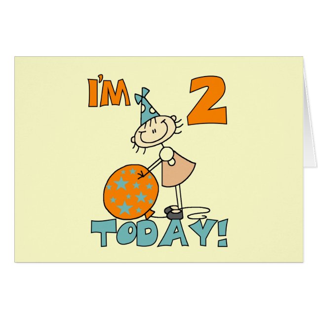 Stick Girl I'm 2 Today Tshirts and Gifts (Front Horizontal)