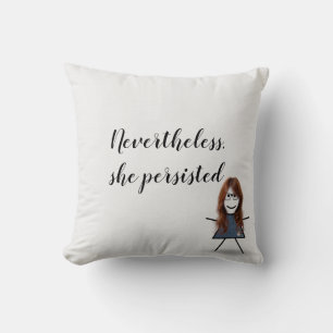 Stick Girl in Denim Dress with Quote Cushion