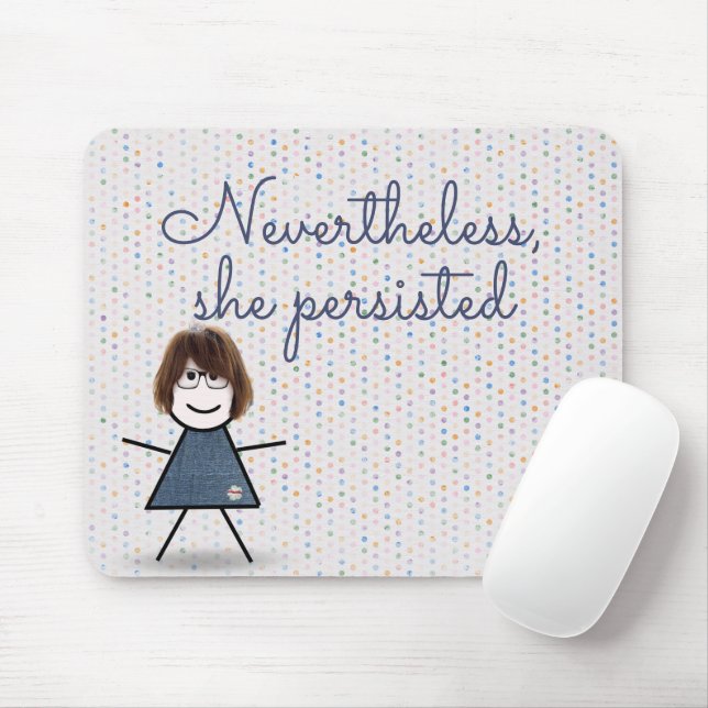 Stick Girl in Denim Dress with Quote Mouse Pad (With Mouse)