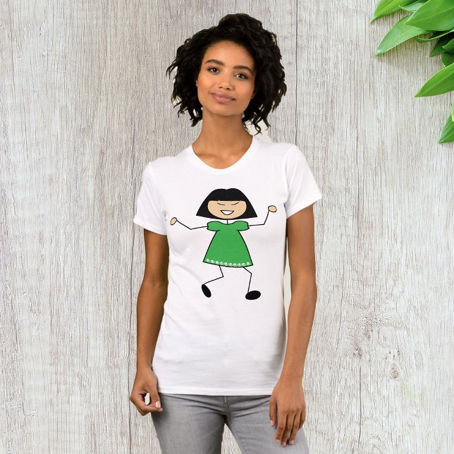 Stick Girl In Green Dress Womens T-Shirt (Creator Uploaded)
