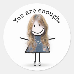Stick Girl In Sneakers with Quote  Classic Round Sticker