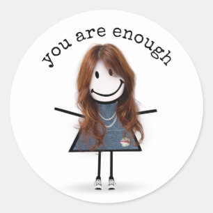 Stick Girl In Sneakers with Quote  Classic Round Sticker