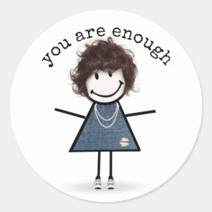 Stick Girl In Sneakers with Quote Classic Round Sticker