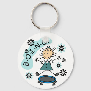 Stick Girl on Trampoline Key Ring