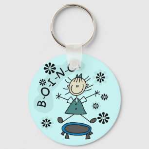 Stick Girl on Trampoline T-shirts and Gifts Key Ring