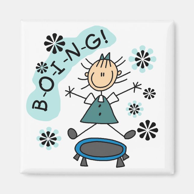 Stick Girl on Trampoline T-shirts and Gifts Magnet (Front)