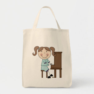 Stick Girl Playing Piano Tote Bag