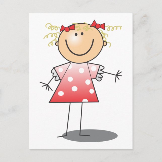 Stick Girl ~ Red Dress Postcard (Front)