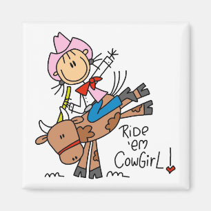 Stick Girl Ride Em Cowgirl Tshirts and Gifts Magnet