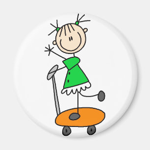 Stick Girl Skating Magnet