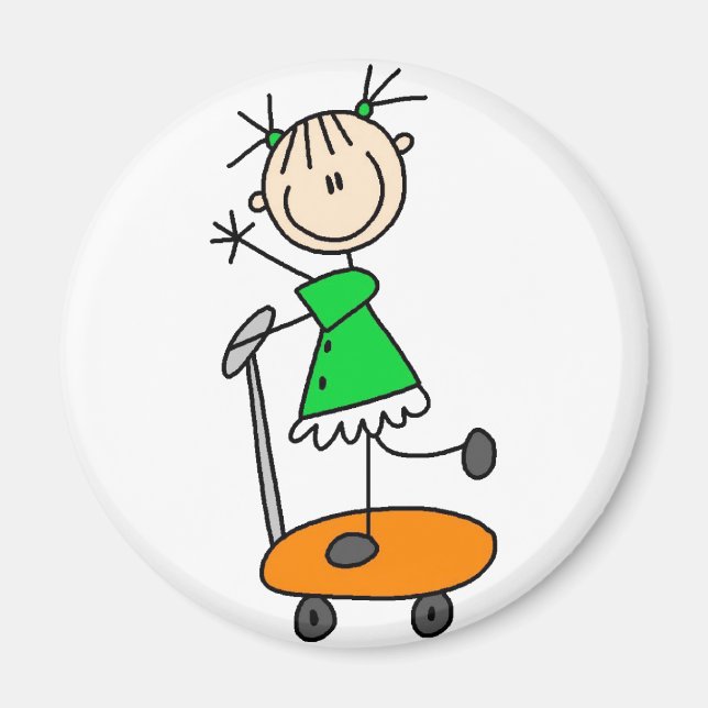 Stick Girl Skating Magnet (Front)