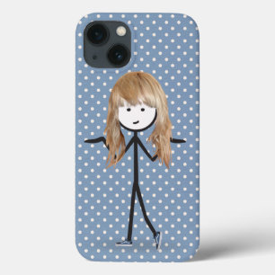 Stick Girl With Blonde Hair on Dots iPhone 13 Case