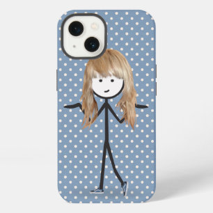 Stick Girl With Blonde Hair on Dots iPhone 13 Case