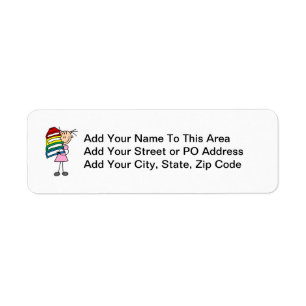 Stick Girl With Books Return Address Label