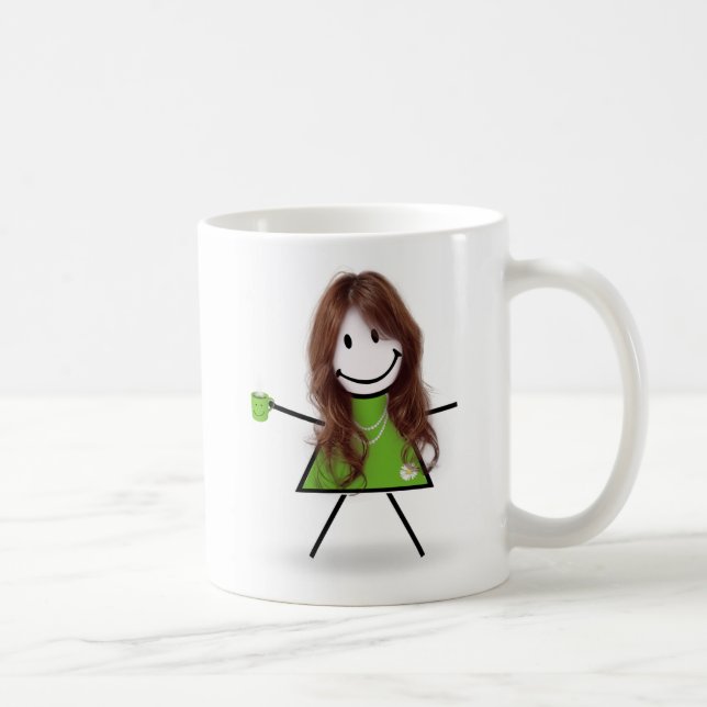 Stick Girl With Coffee and Quote Coffee Mug (Right)