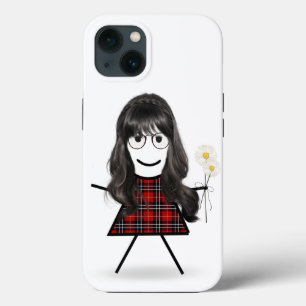 Stick Girl with Daisies   iPhone 13 Case