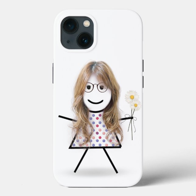 Stick Girl with Daisies  Case-Mate iPhone Case (Back)