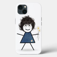 Stick Girl with Daisies