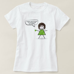 Stick Girl With Green Coffee Mug  T-Shirt