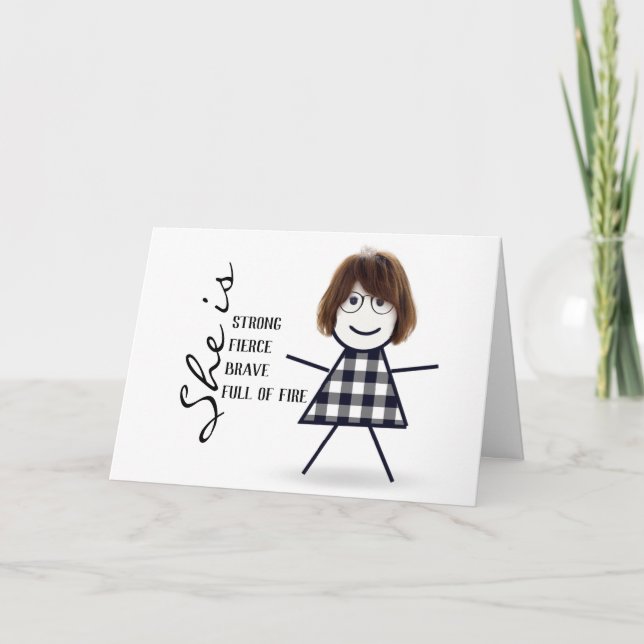 Stick Girl with Hair for Mothers Day Card (Front)