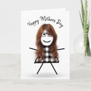Stick Girl with Hair for Mother's Day Card