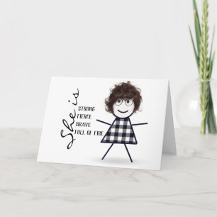 Stick Girl with Hair for Mothers Day Card