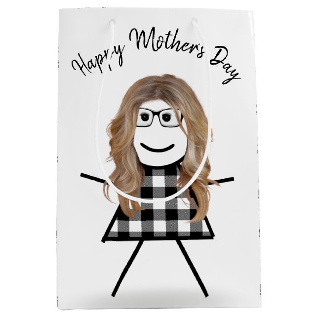Stick Girl with Hair for Mother's Day  Medium Gift Bag (Front)