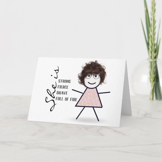 Stick Girl with Hair for Mum Card (Front)