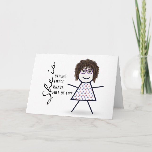Stick Girl with Hair for Mum's Birthday Card (Front)