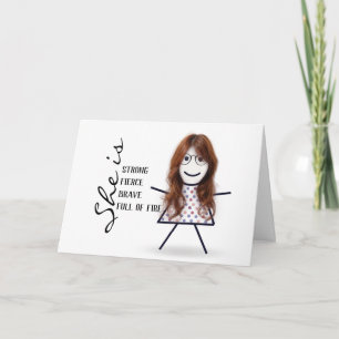 Stick Girl with Hair for Mum's Birthday Card
