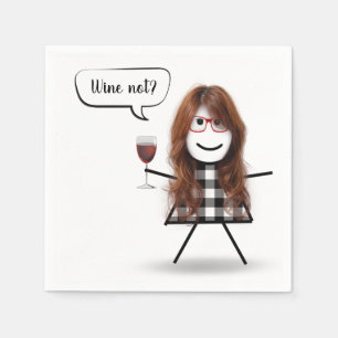 Stick Girl with Red Wine  Napkin